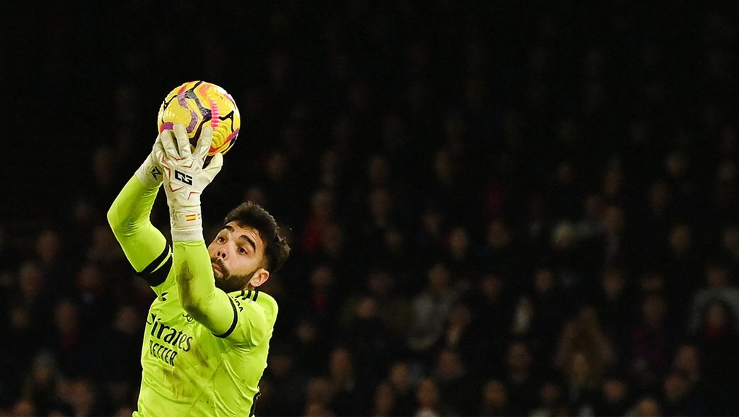 David Raya makes a save