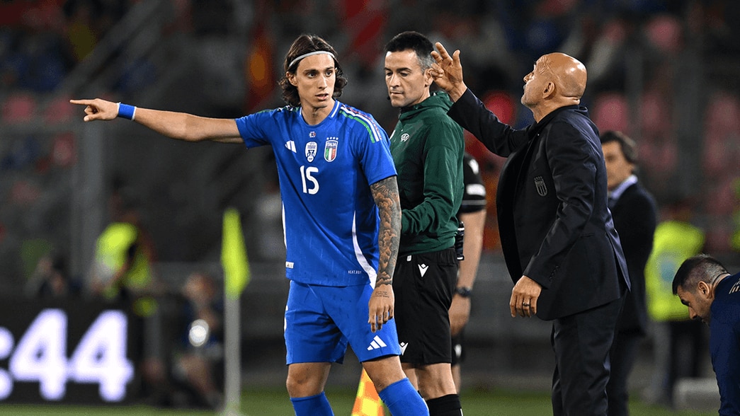 Riccardo Calafiori makes his debut for Italy